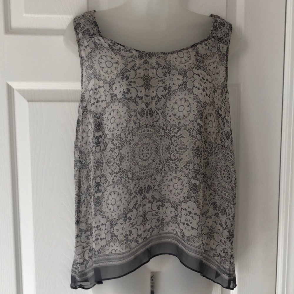 Ella Moss Silk Sheer Sleeveless  Summer Top Flowy  Breezy. Size M